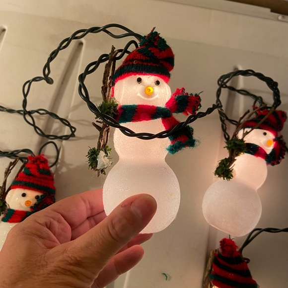 5 Electric White snowman with red & green scarf & hat - Picture 10 of 15